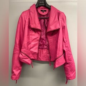 Hot Pink Vegan Leather Jacket - XL